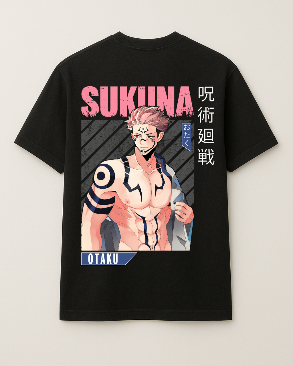 Anime series Sukuna design printed oversized cotton t-shirt for mens size L