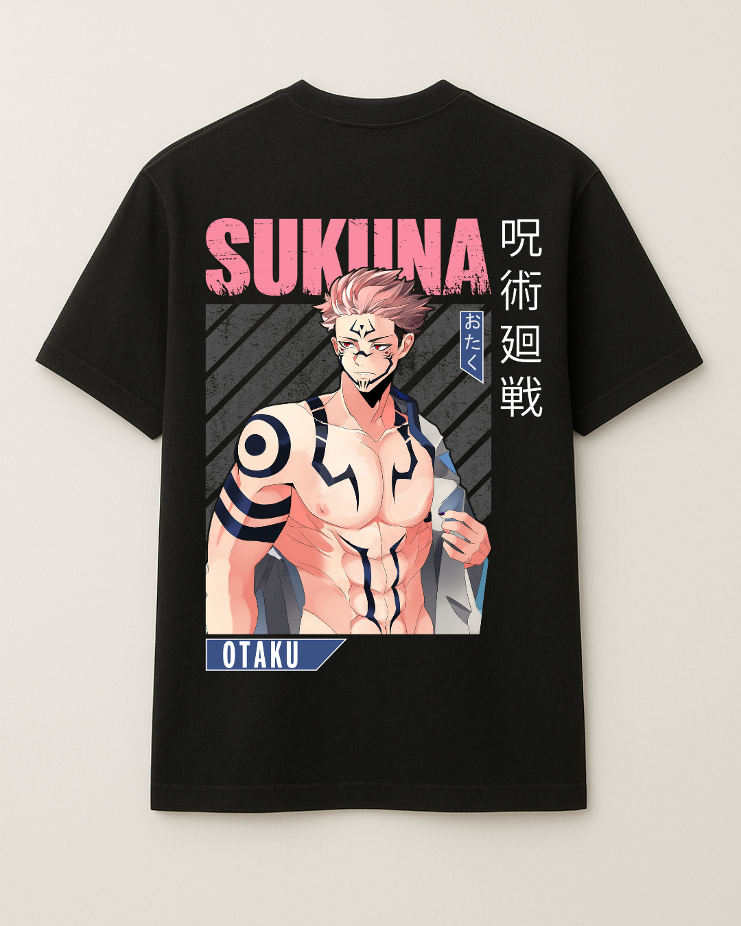 Anime series Sukuna design printed oversized cotton t-shirt for mens