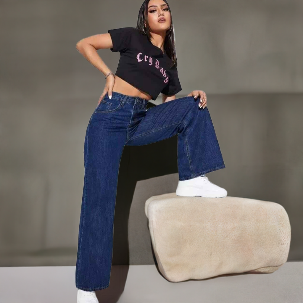 Chic Indigo Dreams Wide-Leg Jeans For Women's