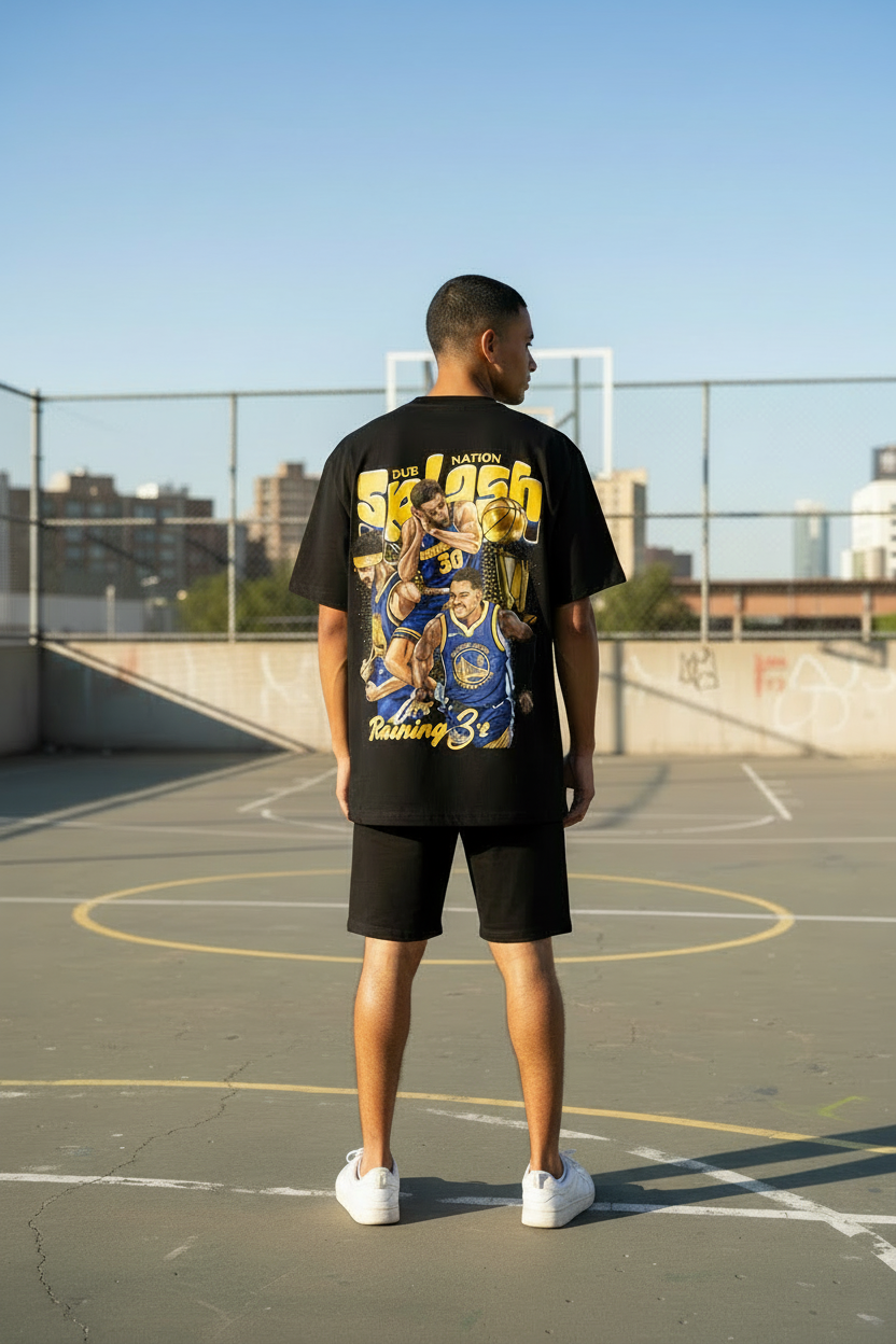 Trending splash design printed oversized cotton t-shirt for men size XL